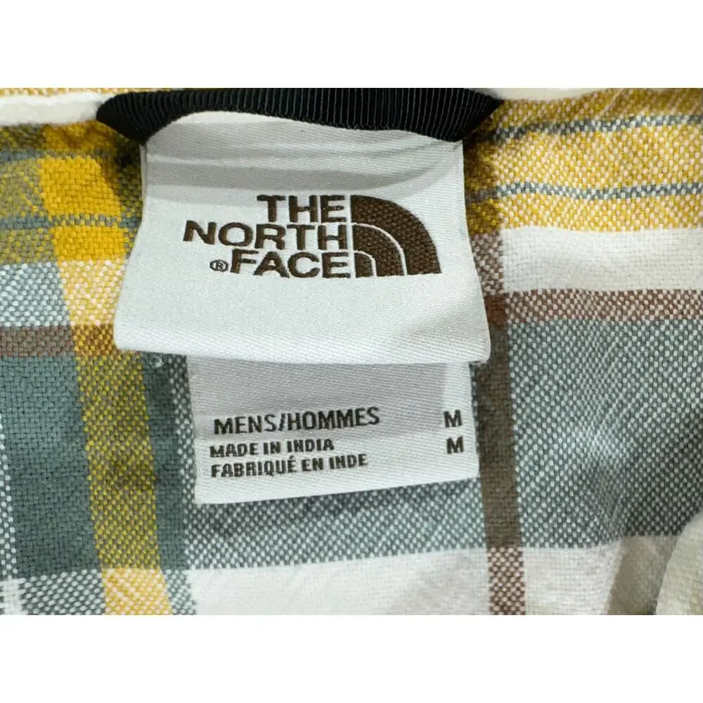 North Face Mens Hayden Pass 2.0 Shirt Size Medium Gray‎ Yellow Plaid 100% Cotton